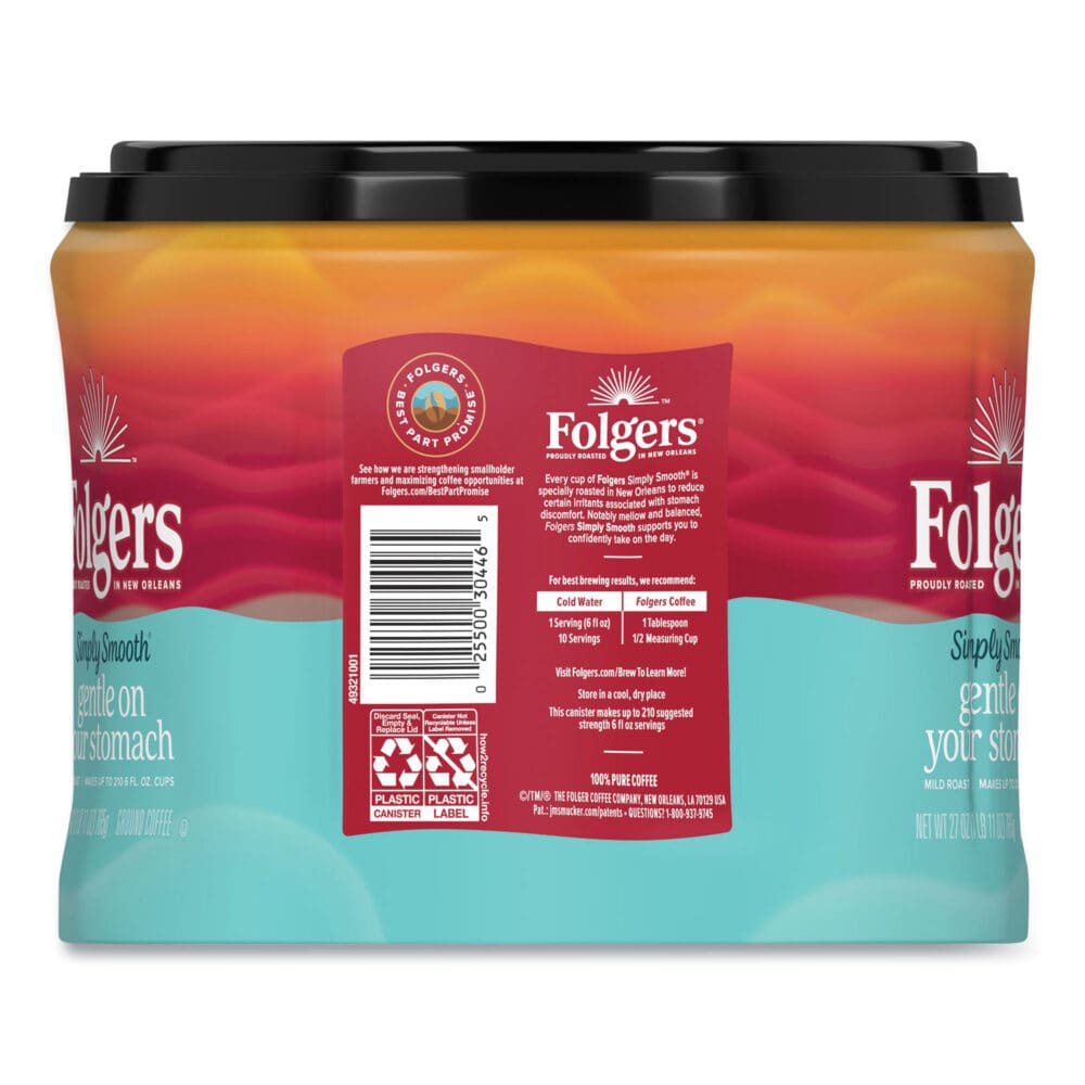 Simply Smooth Ground Coffee, Gentle On Your Stomach, 27 oz Canister, 6/Carton - Image 3
