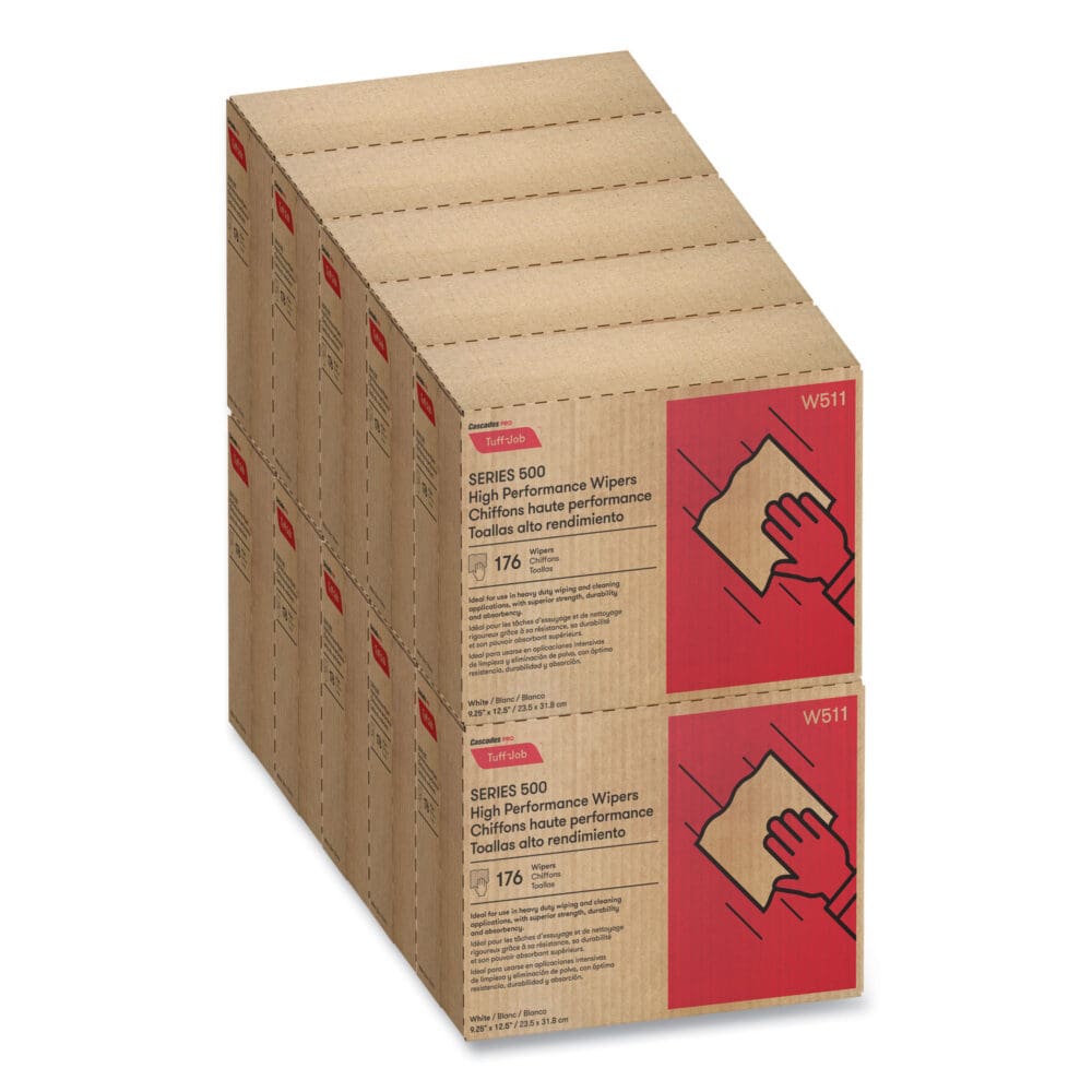 Tuff-Job S500 High Performance Wipers, 9.25 x 12.5, White, 176/Box, 10 Box/Carton - Image 5