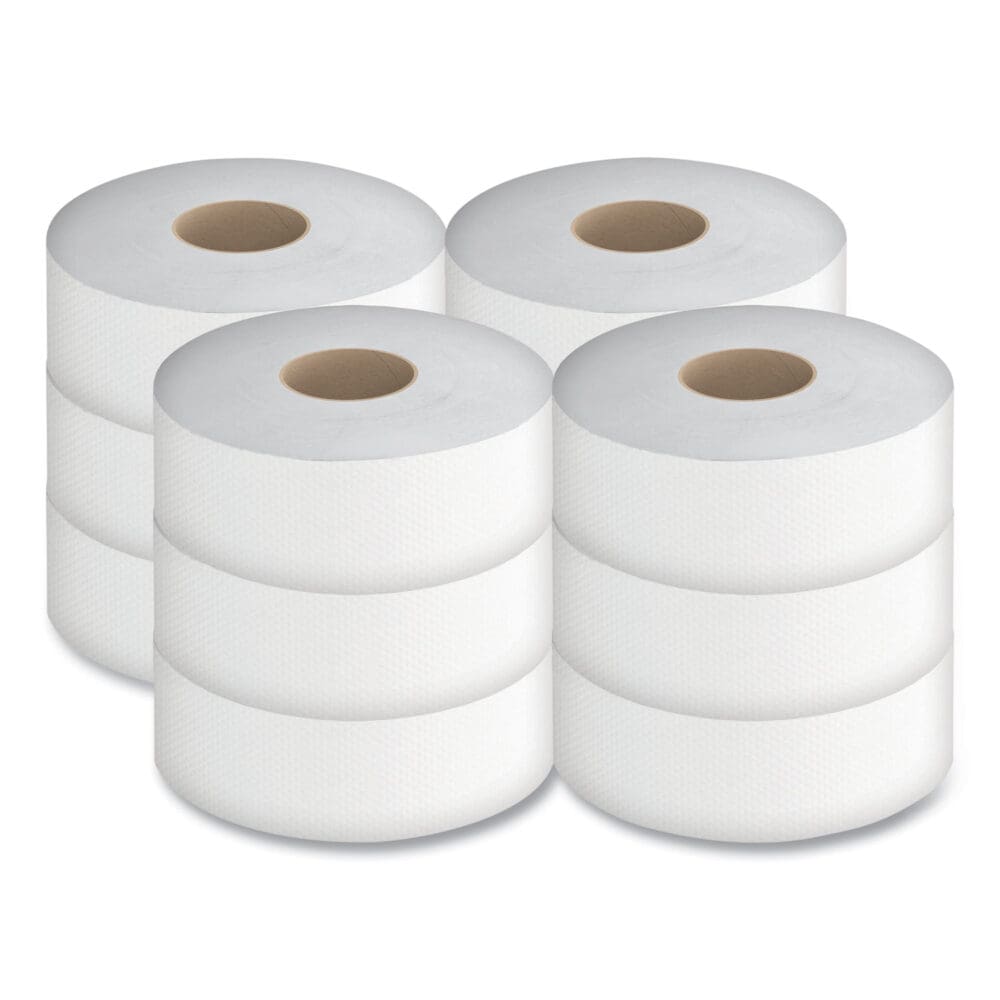 Select Jumbo Bath Tissue, Septic Safe, 2-Ply, White, 3.3" x 1,000 ft, 12 Rolls/Carton - Image 3