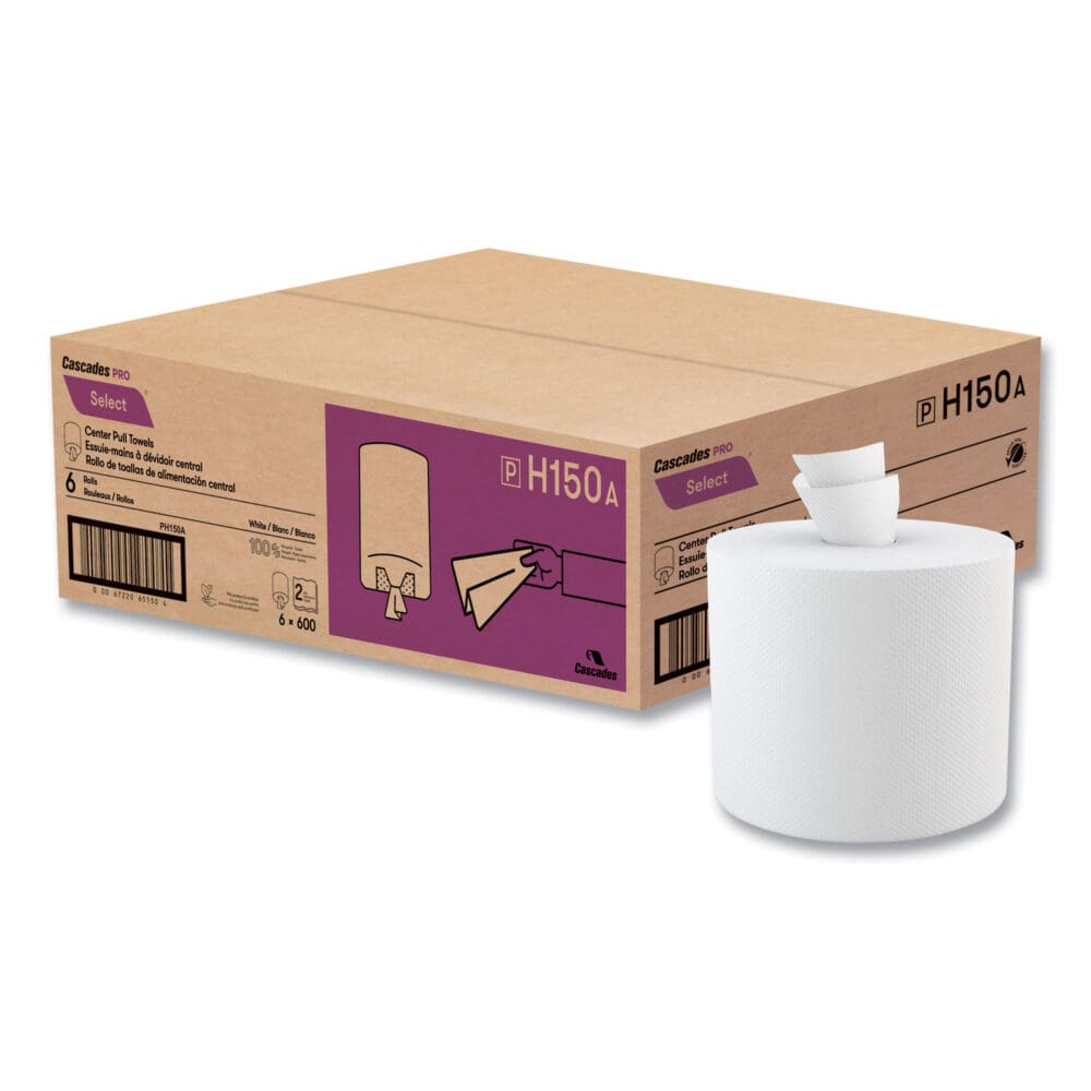 Select Center-Pull Paper Towels, 2-Ply, 7.31 x 11, White, 600/Roll, 6 Roll/Carton - Image 2