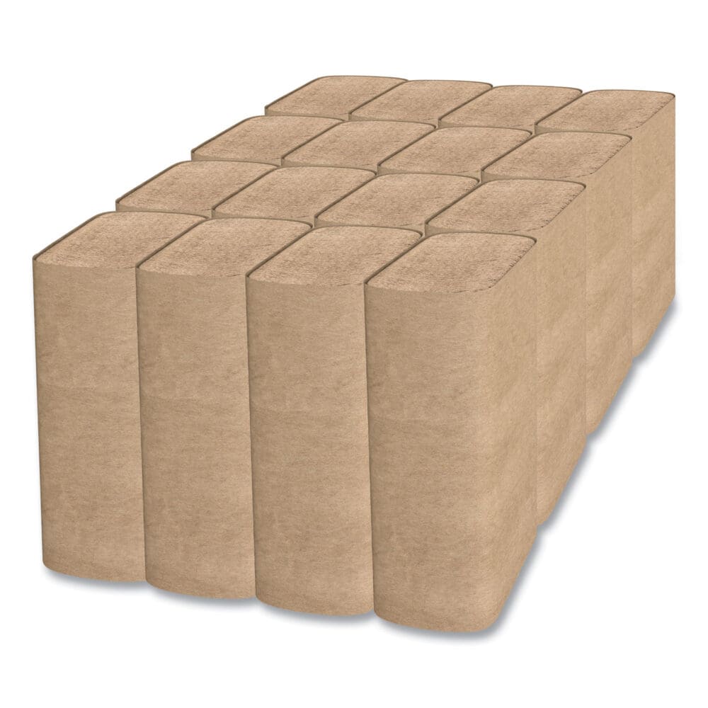 Select Folded Towels, Multifold, 1-Ply, 9 x 9.45, Natural, 250/Pack, 16 Packs/Carton - Image 3