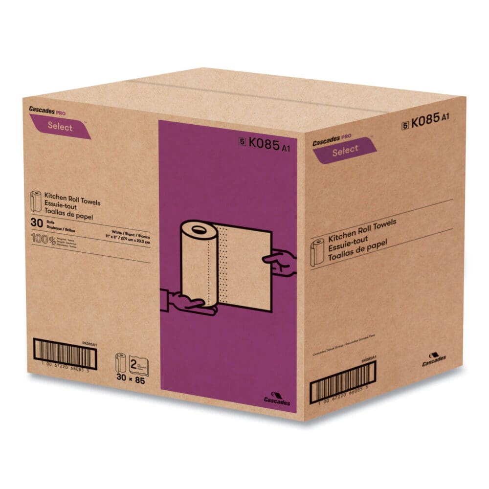 Select Kitchen Roll Towels, 2-Ply, 8 x 11, 85/Roll, 30/Carton - Image 4