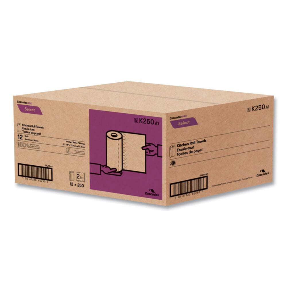 Select Kitchen Roll Towels, 2-Ply, 8 x 11, 250/Roll, 12/Carton - Image 4