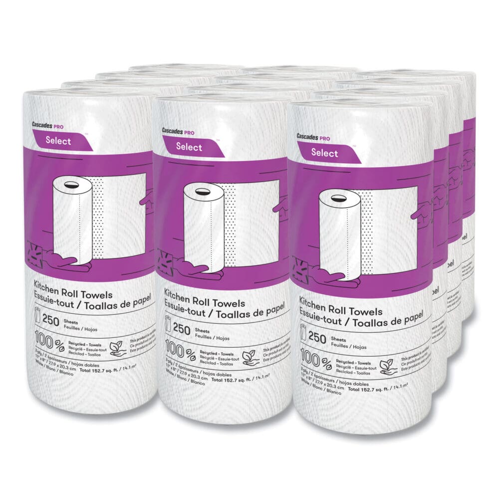 Select Kitchen Roll Towels, 2-Ply, 8 x 11, 250/Roll, 12/Carton - Image 3