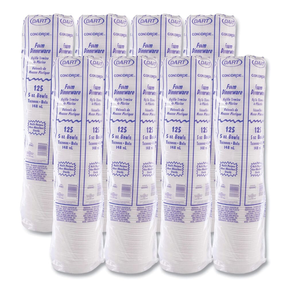 Non-Laminated Foam Dinnerware, Bowl, 5 oz, White, 125/Pack, 8 Packs/Carton - Image 7