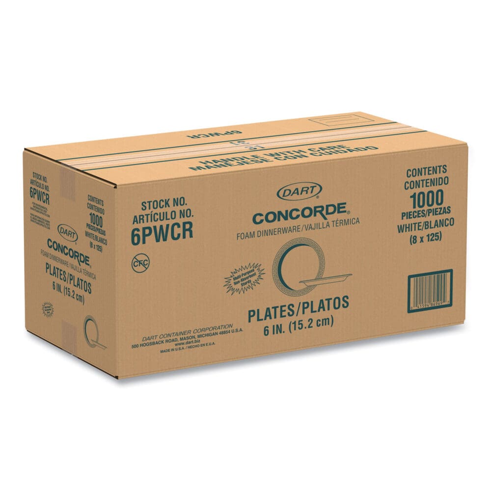 Concorde Foam Plate, 6" dia, White, 1,000/Carton - Image 8