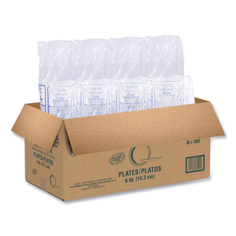Concorde Foam Plate, 6" dia, White, 1,000/Carton - Image 5