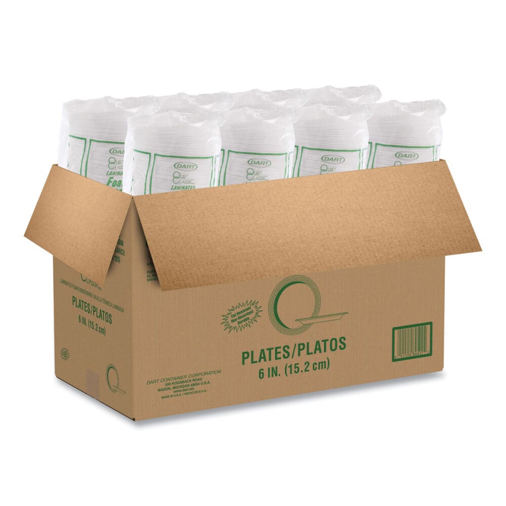 Quiet Classic Laminated Foam Dinnerware Plates, 6", White, 125/Pack, 8 Packs/Carton - Image 6