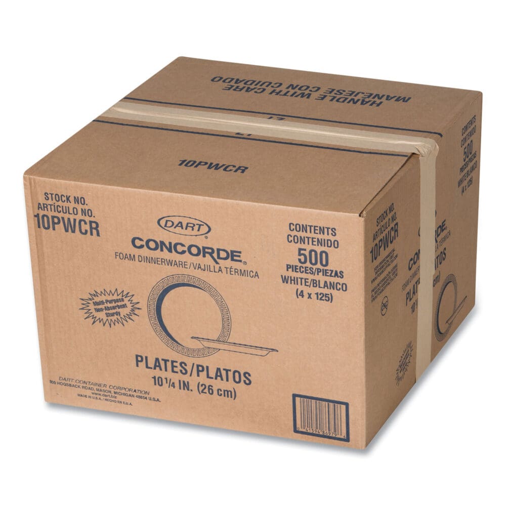 Concorde Foam Plate, 10.25" dia, White, 125/Pack, 4 Packs/Carton - Image 8