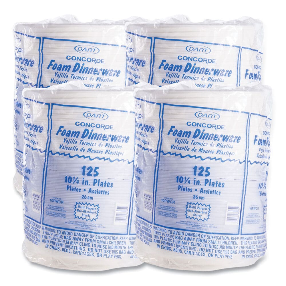 Concorde Foam Plate, 10.25" dia, White, 125/Pack, 4 Packs/Carton - Image 6