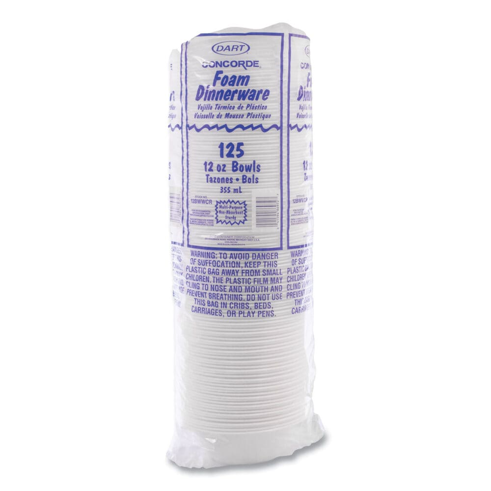 Concorde Foam Bowl, 10, 12 oz, White, 125/Pack, 8 Packs/Carton - Image 2