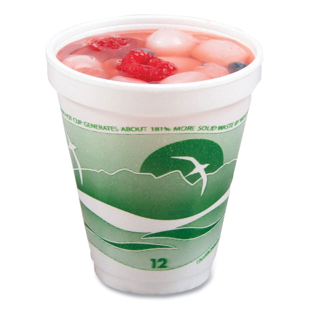 Horizon Hot/Cold Foam Drinking Cups, 12 oz, Green/White, 25/Bag, 40 Bags/Carton - Image 4