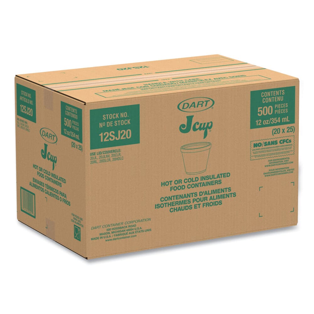 Food Containers, 12 oz, White, Foam, 25/Bag, 20 Bags/Carton - Image 2