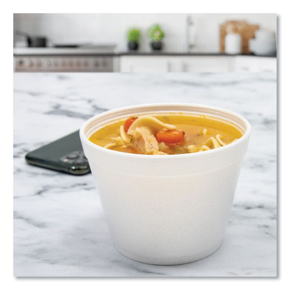 Food Containers, 12 oz, White, Foam, 25/Bag, 20 Bags/Carton - Image 5