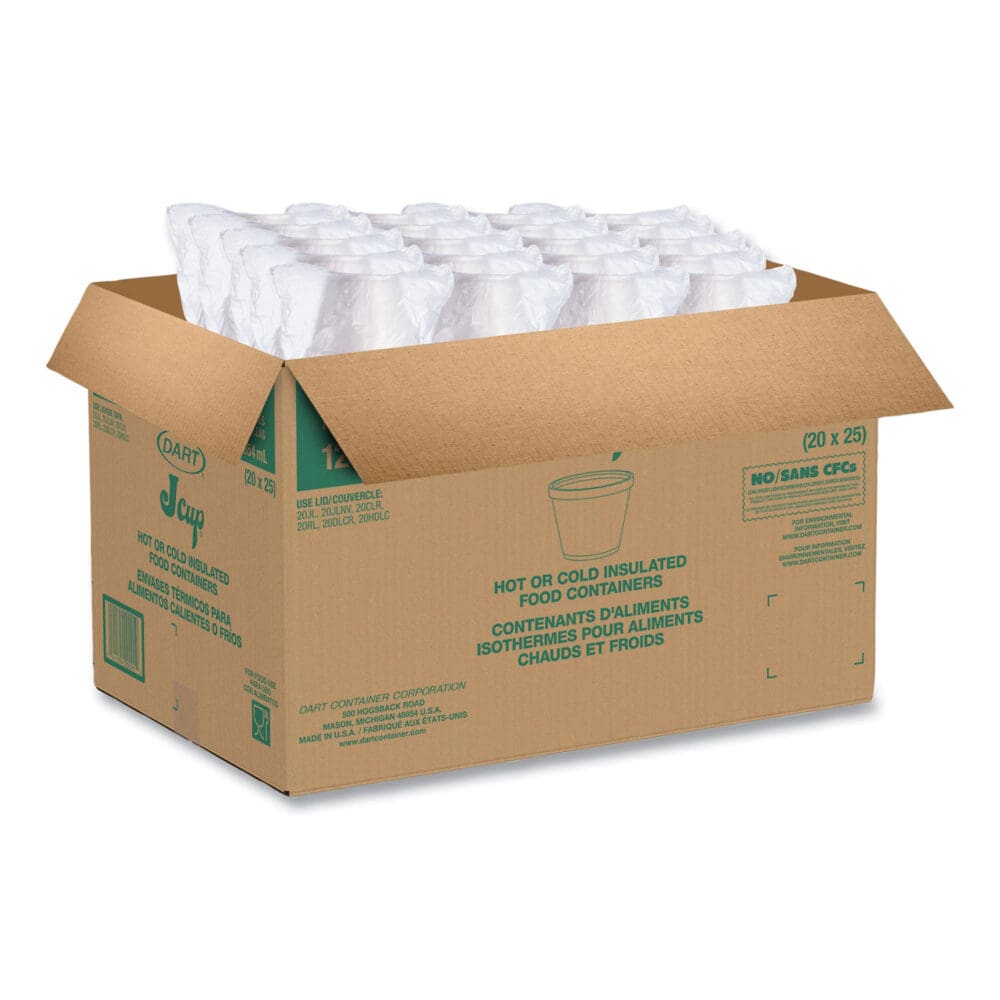 Food Containers, 12 oz, White, Foam, 25/Bag, 20 Bags/Carton - Image 7