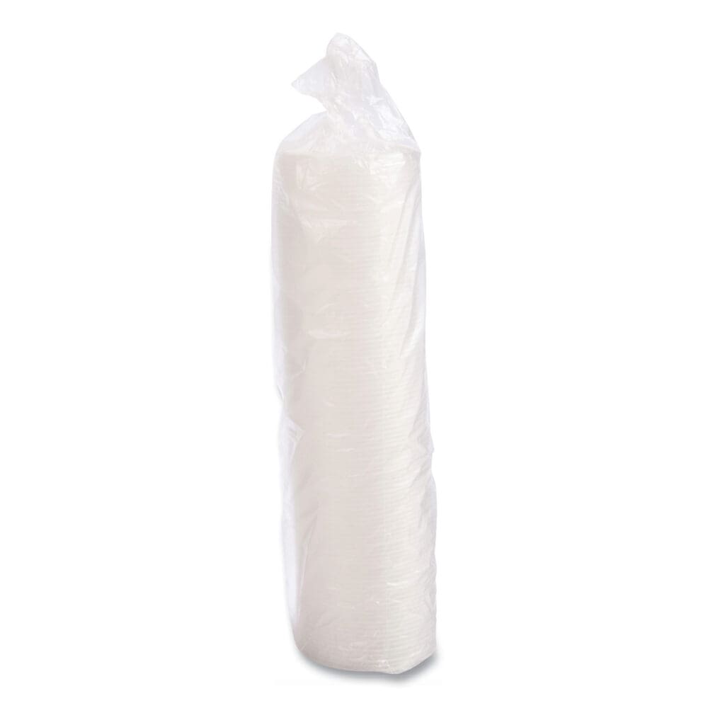 Plastic Lids for Foam Cups, Bowls and Containers, Flat with Straw Slot, Fits 6-14 oz, Translucent, 100/Pack, 10 Packs/Carton - Image 2
