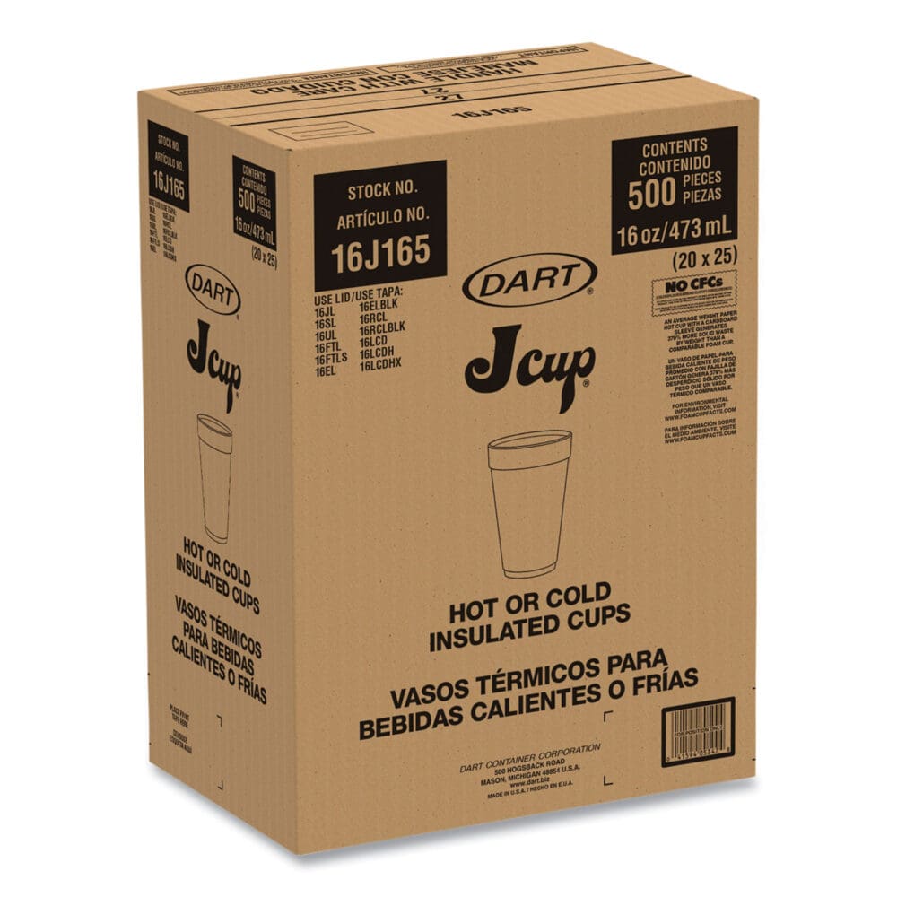 Foam Drink Cups, 16 oz, White, 20/Bag, 25 Bags/Carton - Image 6