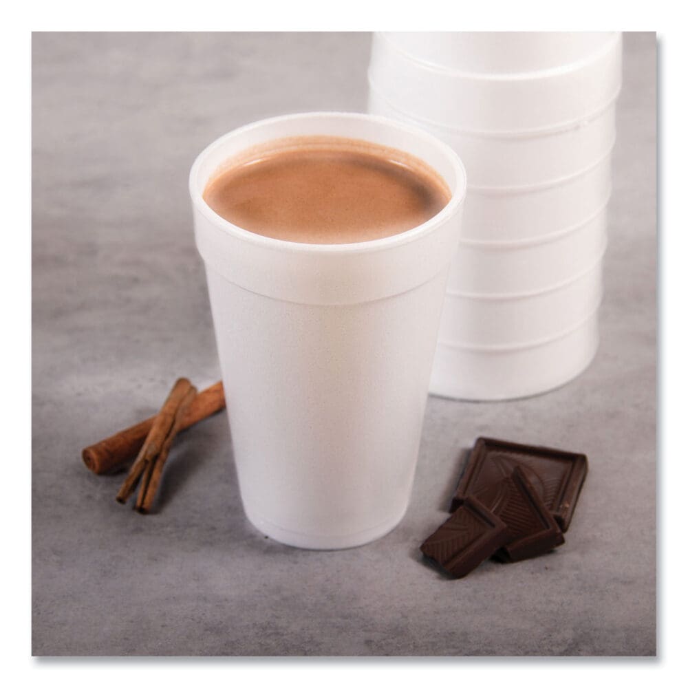 Foam Drink Cups, 16 oz, White, 20/Bag, 25 Bags/Carton - Image 2