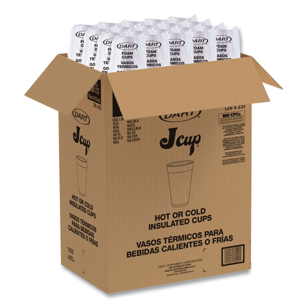 Foam Drink Cups, 16 oz, White, 20/Bag, 25 Bags/Carton - Image 5