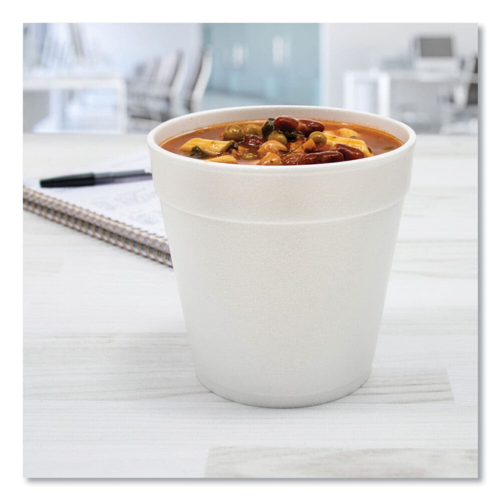 Foam Containers, Squat, 16 oz, White, 25/Bag, 20 Bags/Carton - Image 4