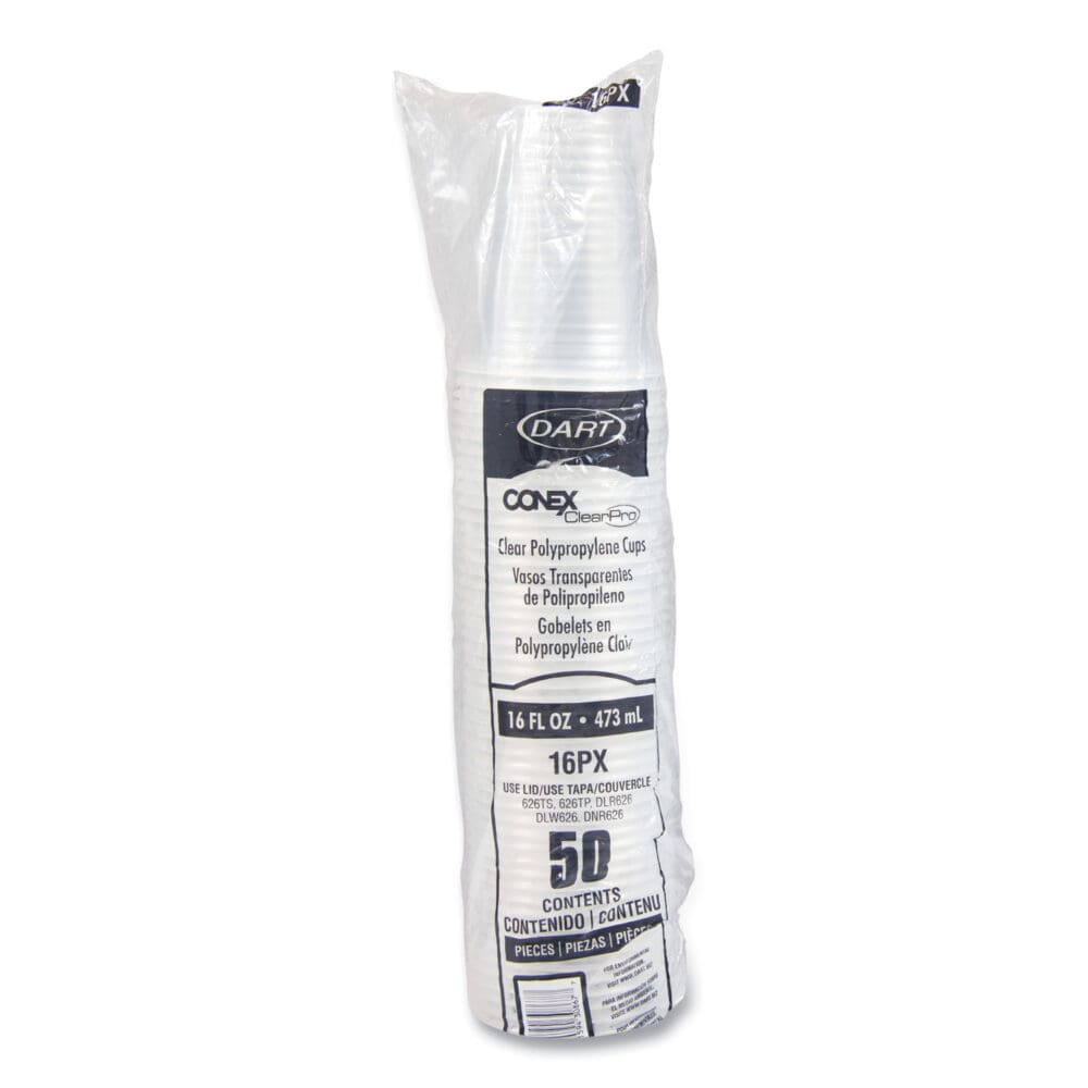Conex ClearPro Plastic Cold Cups, Plastic, 16 oz, Clear, 50/Pack, 20 Packs/Carton - Image 2