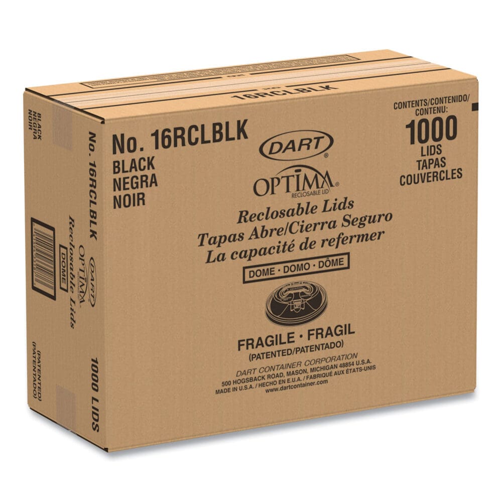Optima Reclosable Lid, Fits 12 oz to 24 oz Foam Cups, Black, 100 Pack, 10 Packs/Carton - Image 2