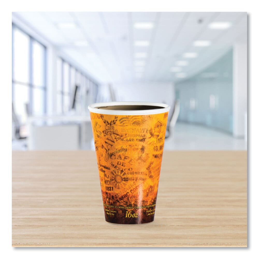 Fusion Escape Foam Hot/Cold Cups, 16 oz, Brown/Black, 1,000/Carton - Image 3