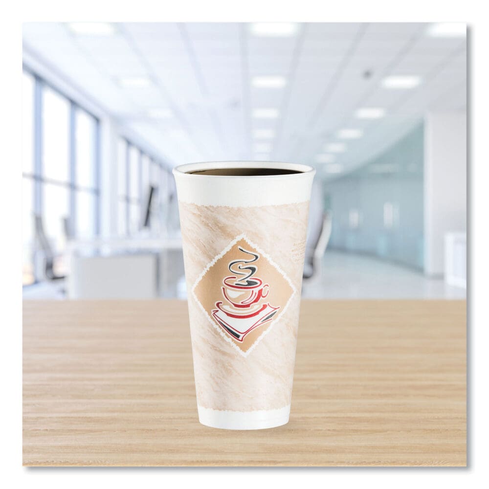 Cafe G Foam Hot/Cold Cups, 20 oz, Brown/Red/White, 20/Pack - Image 3