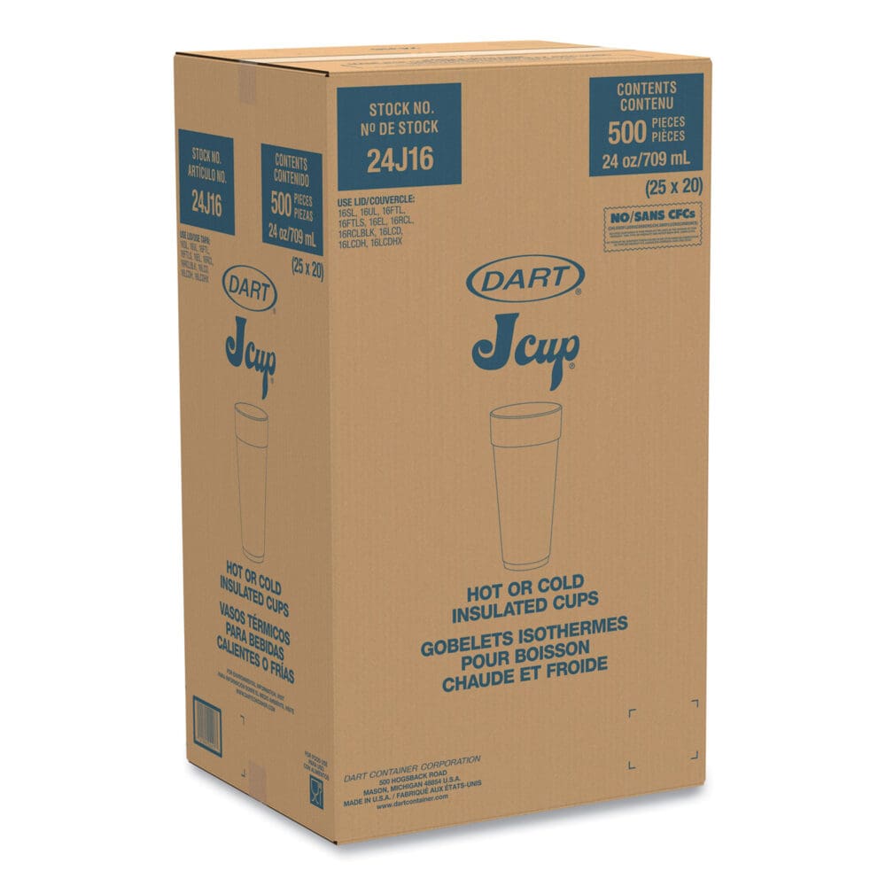 Foam Drink Cups, Hot/Cold, 24 oz, White, 25/Bag, 20 Bags/Carton - Image 2