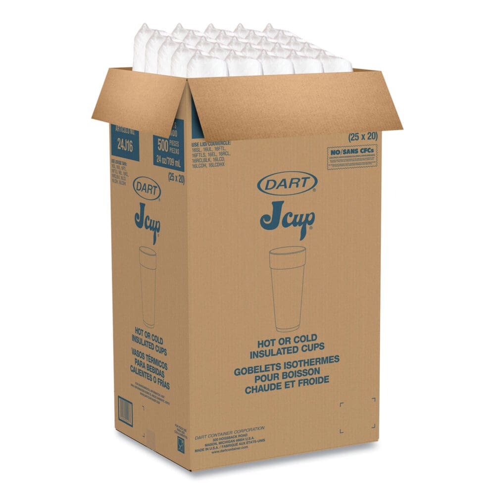 Foam Drink Cups, Hot/Cold, 24 oz, White, 25/Bag, 20 Bags/Carton - Image 7
