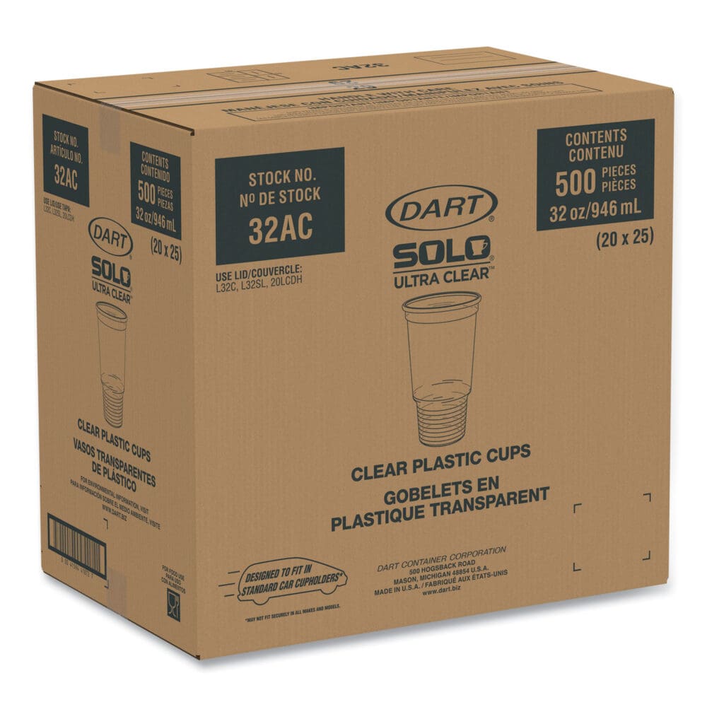 Ultra Clear Pedestal PET Cups, 32 oz, Clear, 25/Bag, 20 Bags/Carton - Image 7