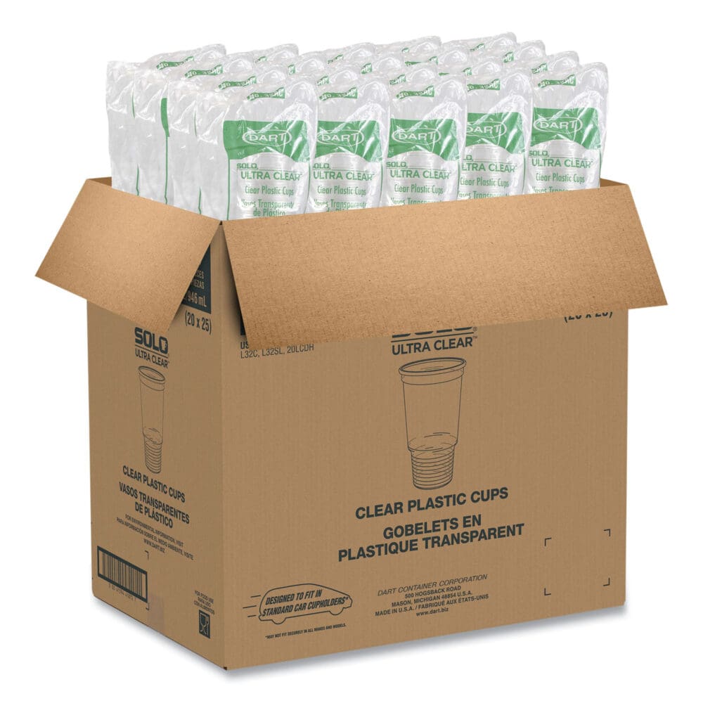 Ultra Clear Pedestal PET Cups, 32 oz, Clear, 25/Bag, 20 Bags/Carton - Image 5