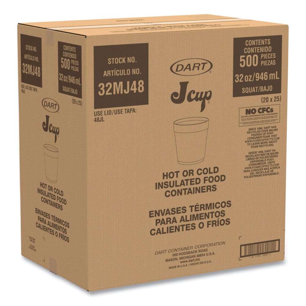 Foam Containers, 32 oz, White, 25/Bag, 20 Bags/Carton - Image 7
