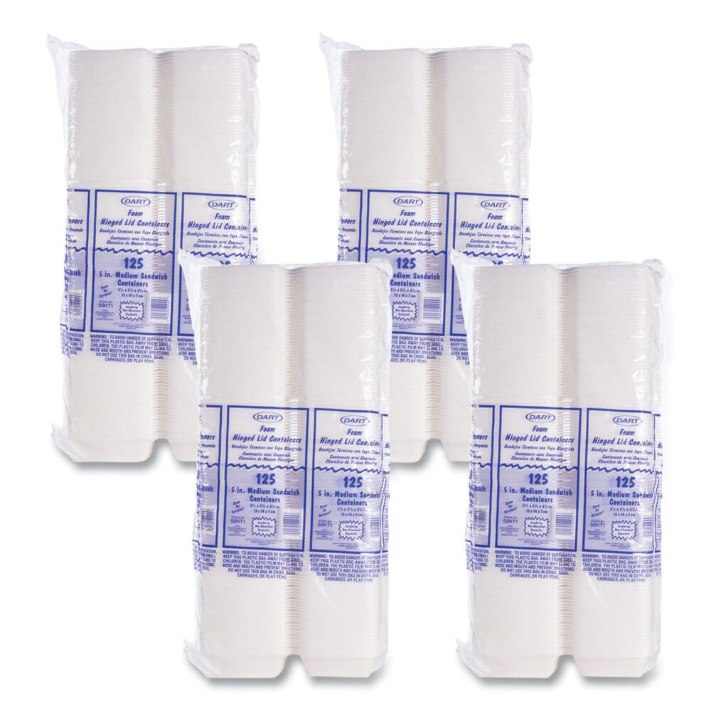 Foam Hinged Lid Containers, 5.38 x 5.5 x 2.88, White, 500/Carton - Image 7