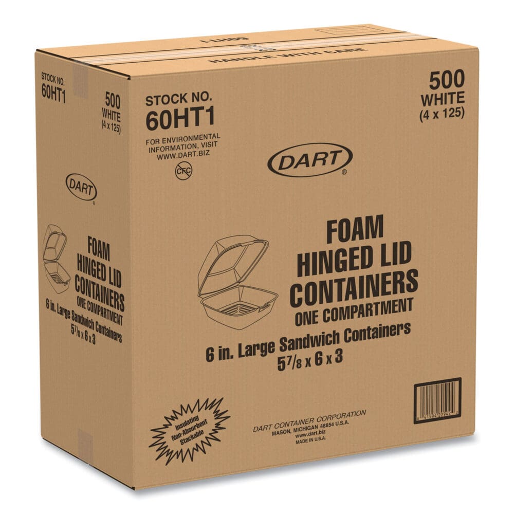 Foam Hinged Lid Containers, 6 x 5.78 x 3, White, 500/Carton - Image 7