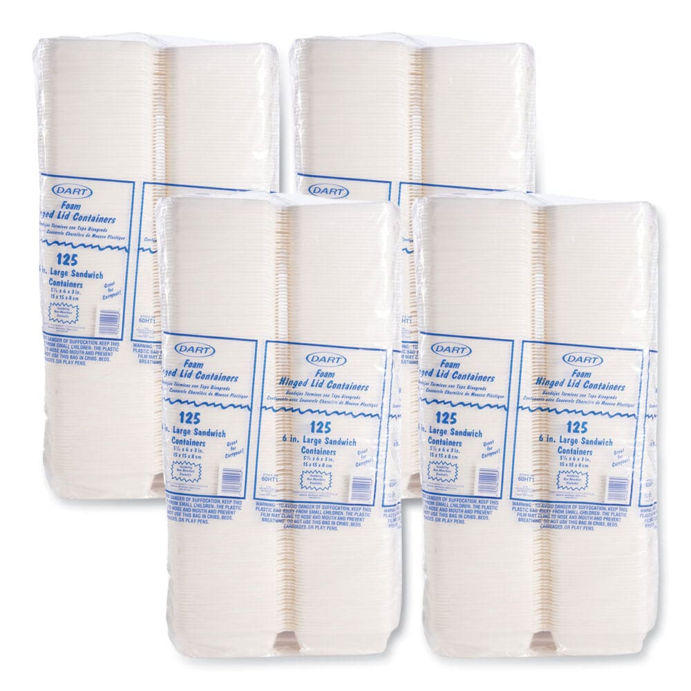 Foam Hinged Lid Containers, 6 x 5.78 x 3, White, 500/Carton - Image 5