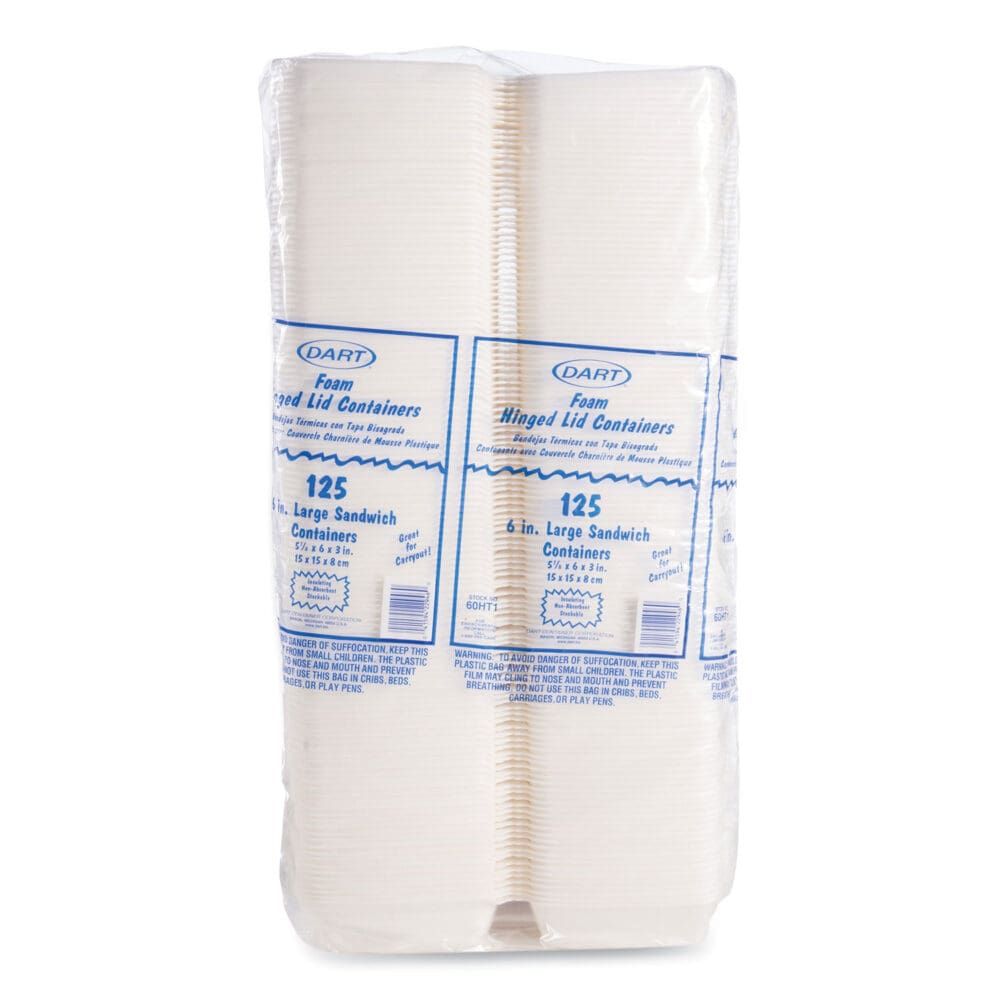Foam Hinged Lid Containers, 6 x 5.78 x 3, White, 500/Carton - Image 2