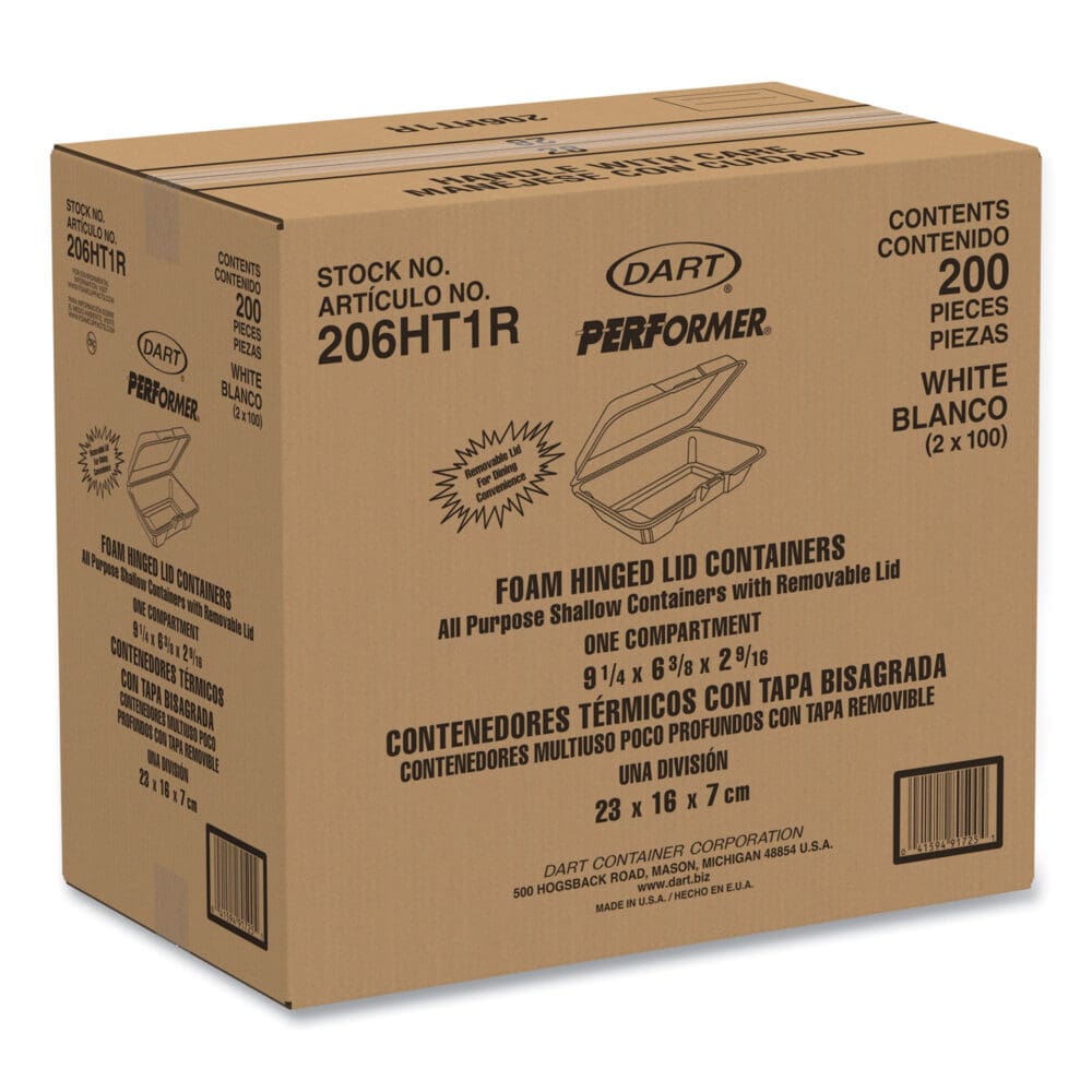 Foam Hinged Lid Containers, 6.4 x 9.3 x 2.6, White, 200/Carton - Image 7