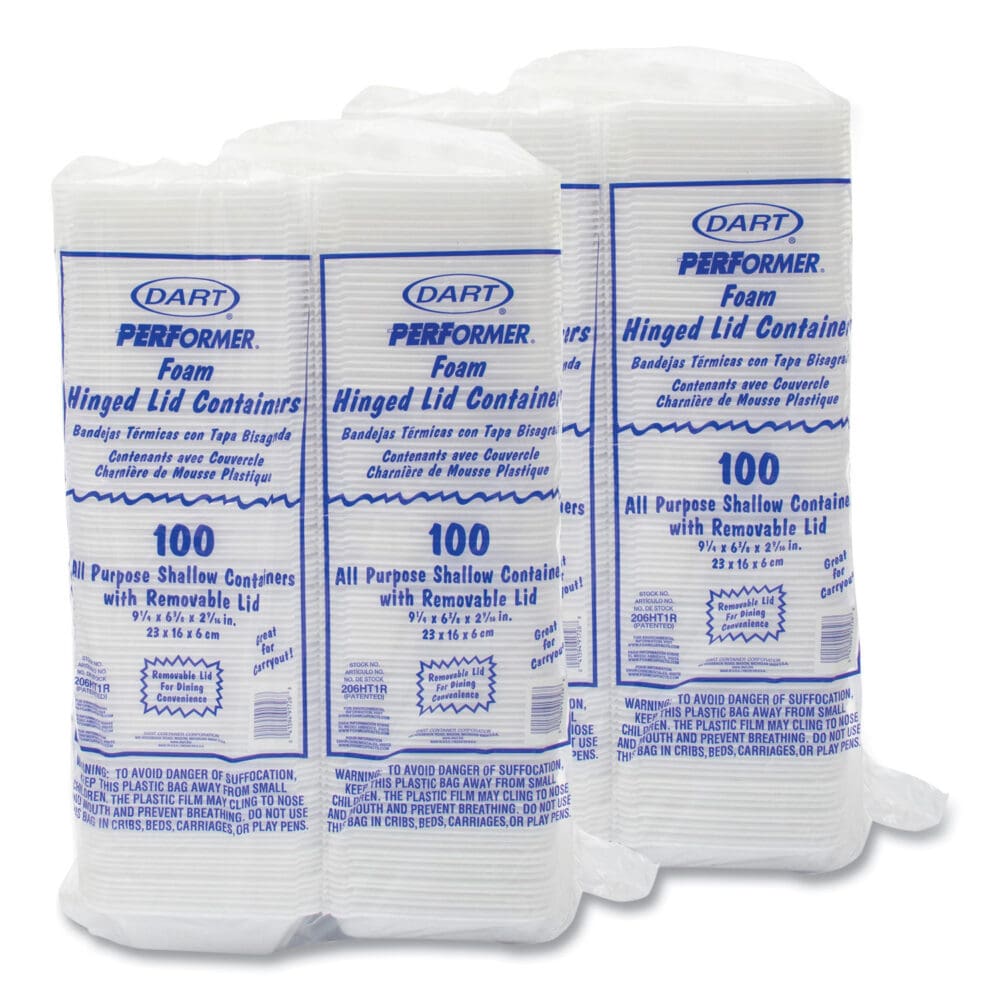 Foam Hinged Lid Containers, 6.4 x 9.3 x 2.6, White, 200/Carton - Image 6