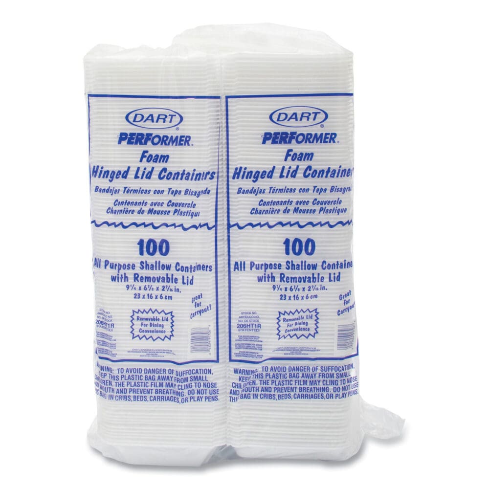 Foam Hinged Lid Containers, 6.4 x 9.3 x 2.6, White, 200/Carton - Image 2