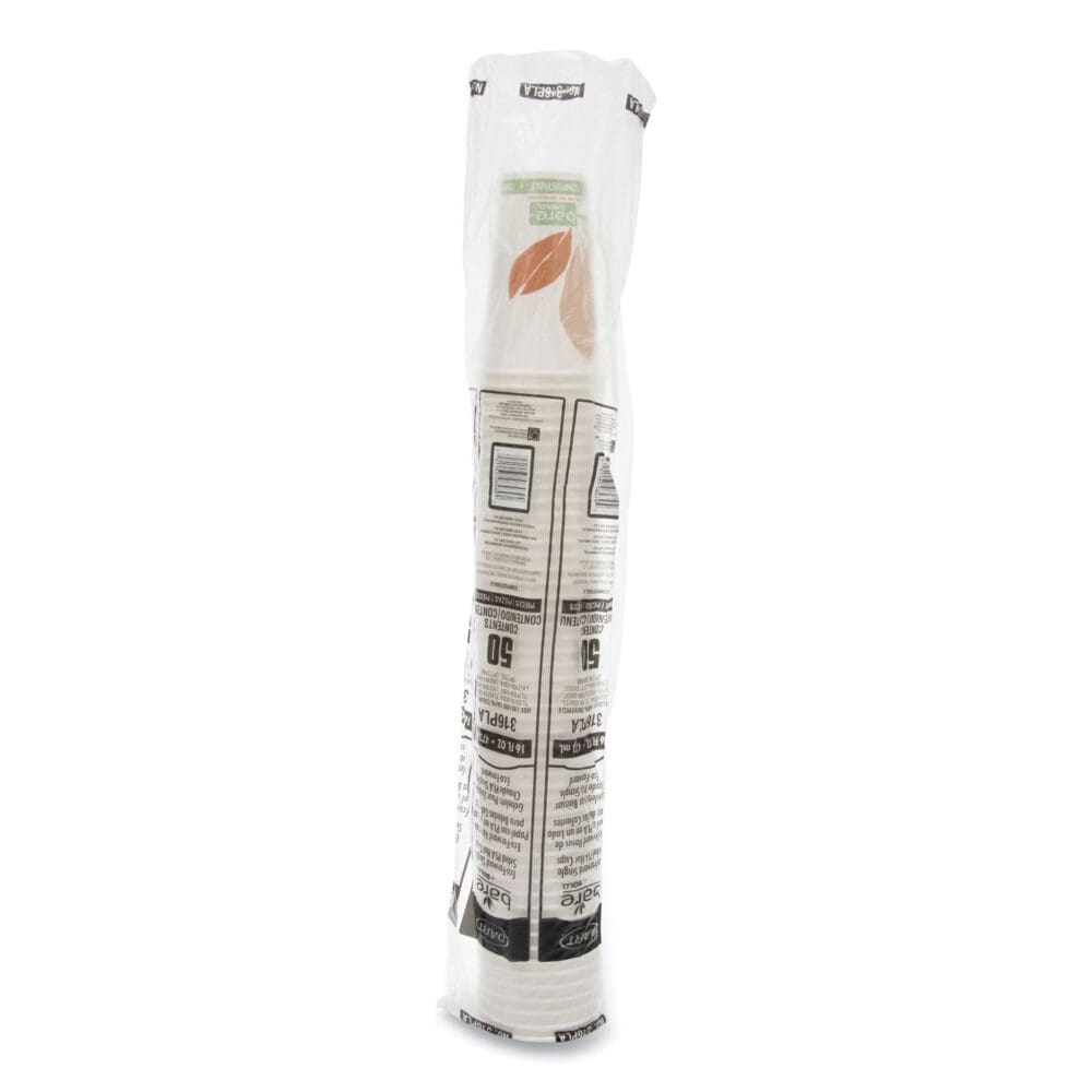 Bare Eco-Forward PLA Paper Hot Cups, 16 oz, Leaf Design, White/Green/Orange, 1,000/Carton - Image 2
