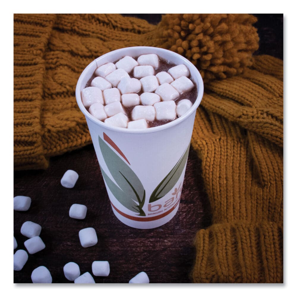 Bare Eco-Forward Recycled Content PCF Paper Hot Cups, ProPlanet Seal, 16 oz, Green/White/Beige, 1,000/Carton - Image 4