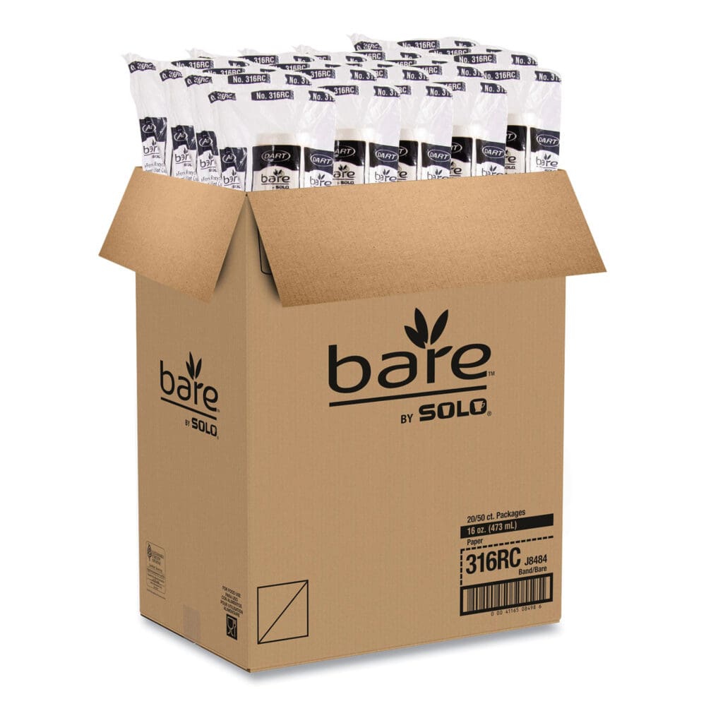 Bare Eco-Forward Recycled Content PCF Paper Hot Cups, ProPlanet Seal, 16 oz, Green/White/Beige, 1,000/Carton - Image 7