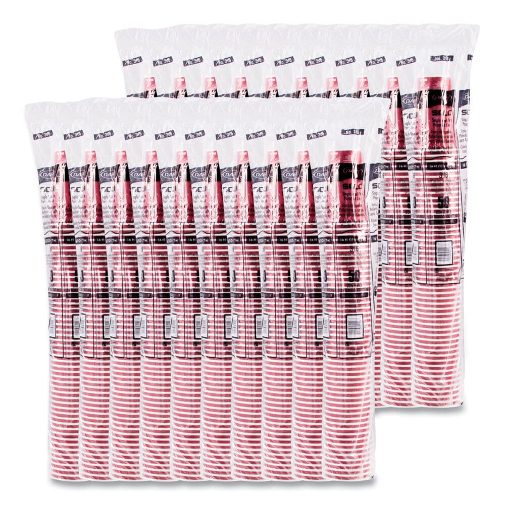 Paper Hot Drink Cups in Bistro Design, 16 oz, Maroon, 50/Pack - Image 7
