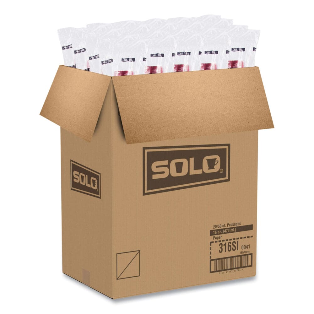 Paper Hot Drink Cups in Bistro Design, 16 oz, Maroon, 50/Pack - Image 6