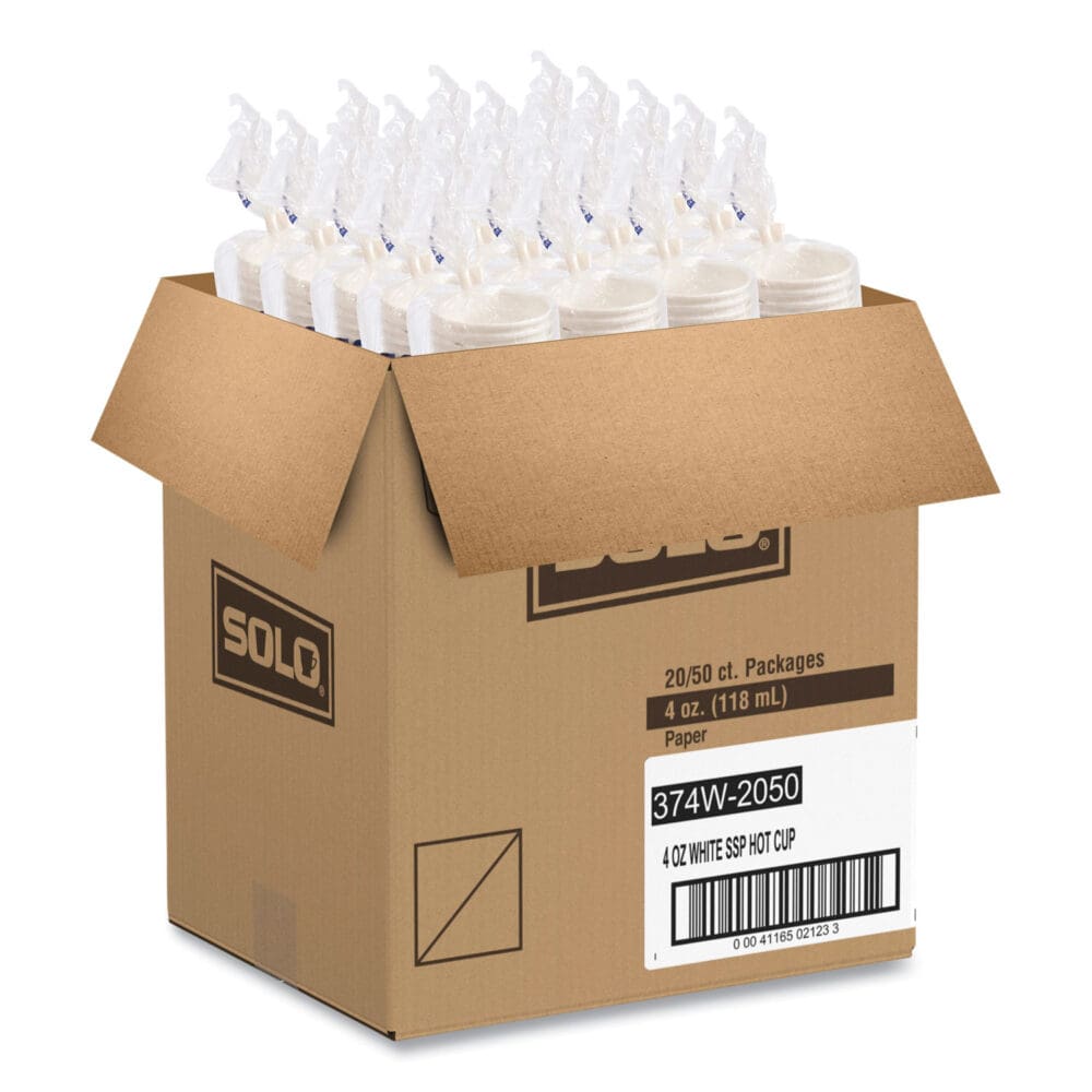 Single-Sided Poly Paper Hot Cups, 4 oz, White, 50 Bag, 20 Bags/Carton - Image 6
