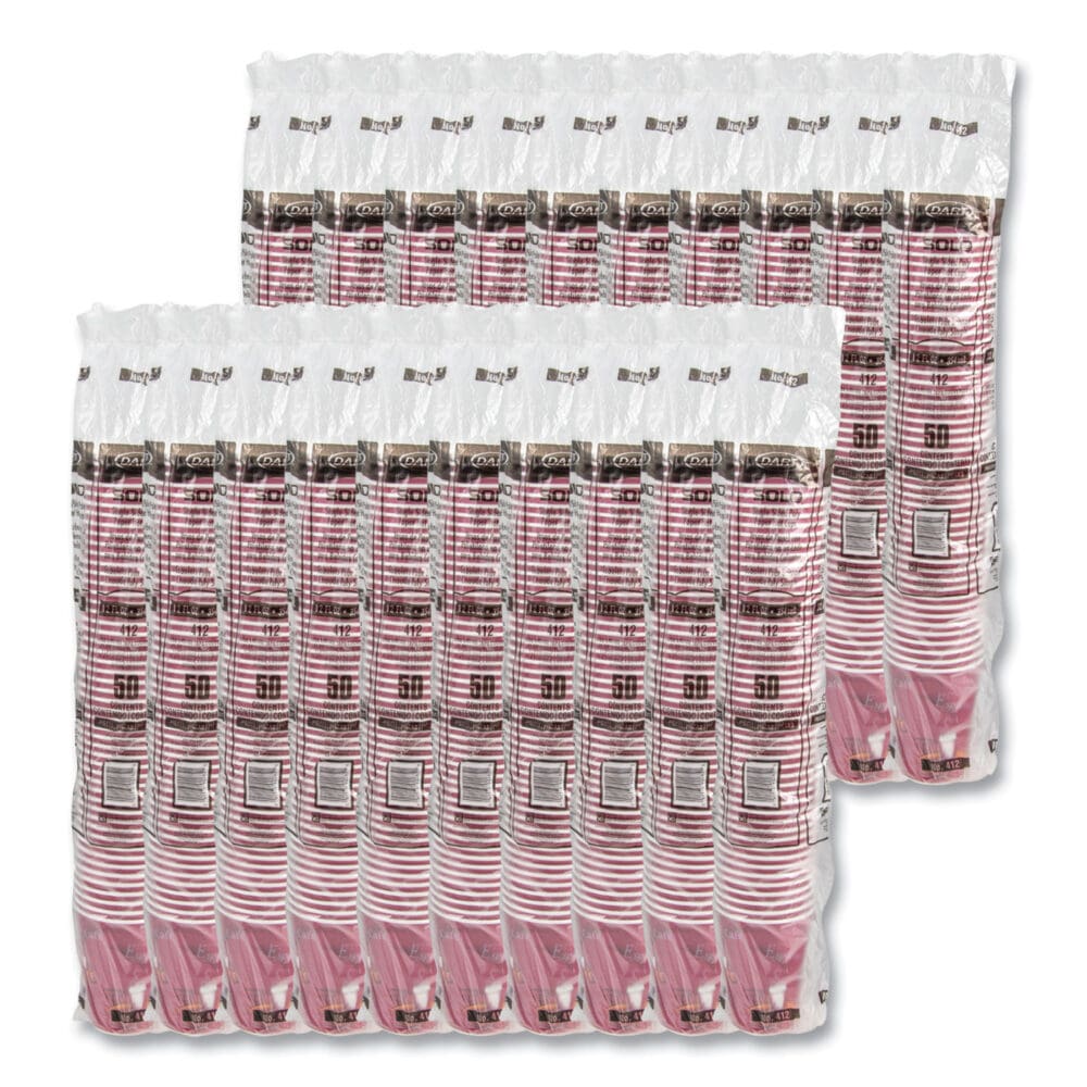 Paper Hot Drink Cups in Bistro Design, 12 oz, Maroon, 50/Pack - Image 9