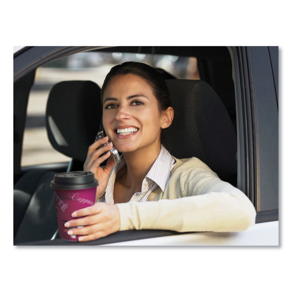 Paper Hot Drink Cups in Bistro Design, 12 oz, Maroon, 50/Pack - Image 5