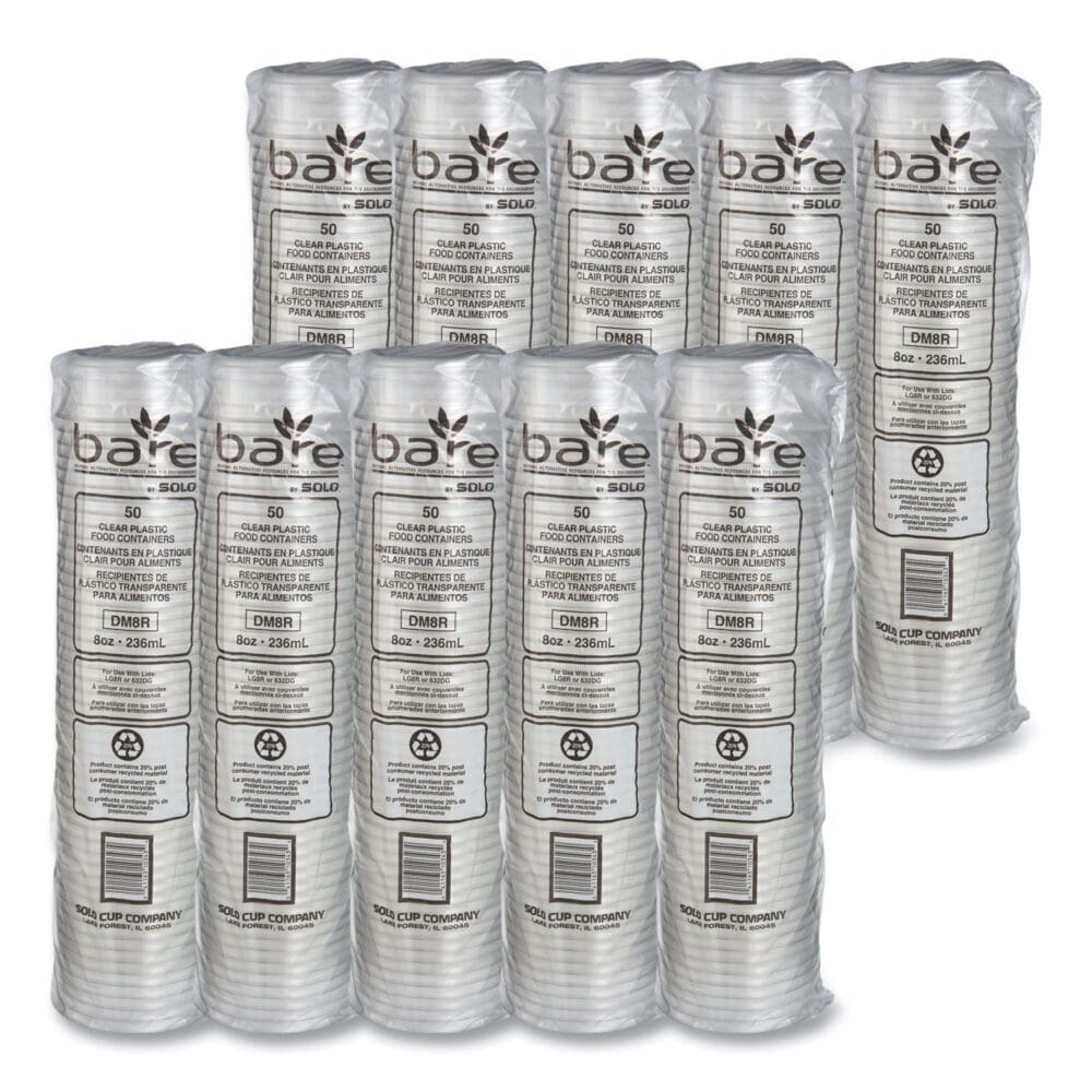 Bare Eco-Forward RPET Deli Containers, ProPlanet Seal, 8 oz, 4.6" Diameter x 1.8"h, Clear, Plastic, 500/Carton - Image 8
