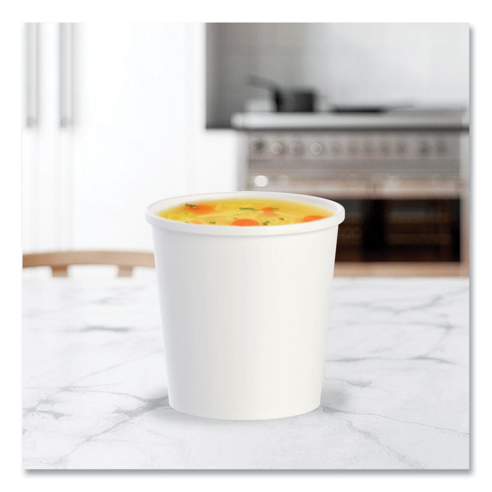 Flexstyle Double Poly Paper Containers, 16 oz, White, Paper, 25/Pack, 20 Packs/Carton - Image 4